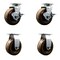 Service Caster 5'' High Temp Phenolic Caster Set with Bronze Bearings 2 Brakes 2 Rigid, 4PK SCC-20S520-PHBZHT-TLB-2-R-2 - alternate 1